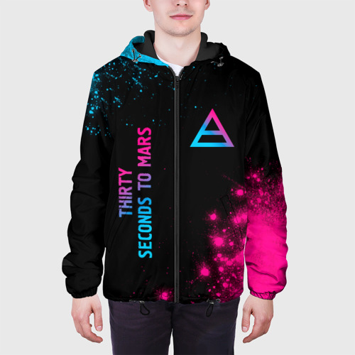 Мужская куртка 3D Thirty Seconds to Mars Neon Gradient, цвет 3D печать - фото 4