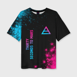 Женская футболка oversize 3D Thirty Seconds to Mars Neon Gradient