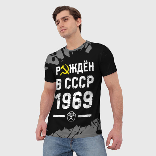 Мужская футболка 3D Рождён в СССР в 1969 году на темном фоне, цвет 3D печать - фото 3