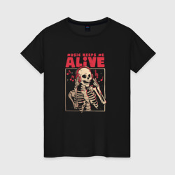 Женская футболка хлопок Music Keeps Me Alive