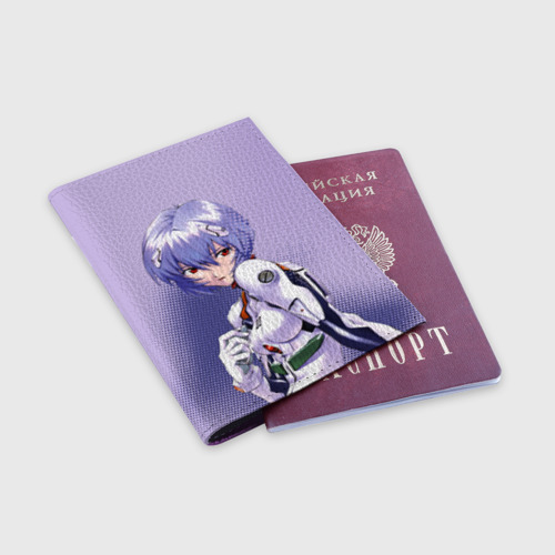 Обложка для паспорта матовая кожа Рей Аянами-назначенный пилот, цвет фиолетовый - фото 3