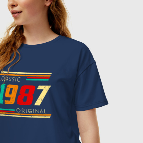 Женская футболка хлопок Oversize с принтом Классика 1987 оригинал, фото на моделе #1