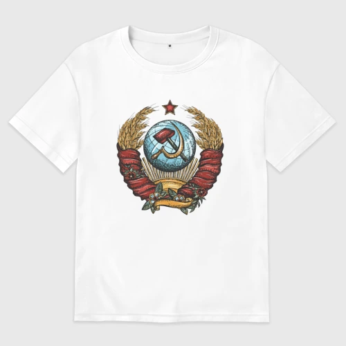 Женская футболка хлопок Oversize Серп и молот СССР