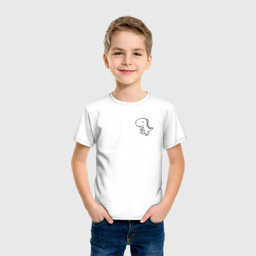 Детская футболка хлопок Динозавр тираннозавр, цвет белый - фото 3