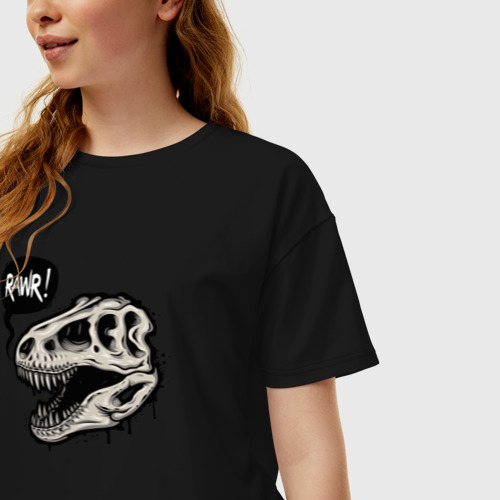 Женская футболка хлопок Oversize Tyrannosaurus Rawr, цвет черный - фото 3