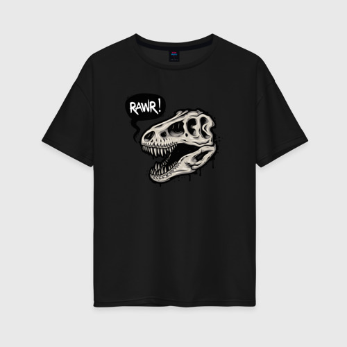 Женская футболка хлопок Oversize Tyrannosaurus Rawr, цвет черный