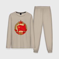 Мужская пижама с лонгсливом хлопок Герб СССР Серп и молот