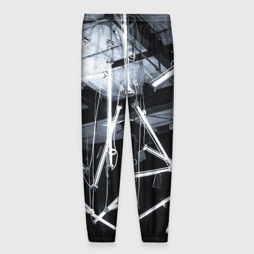 Мужские брюки 3D с принтом Абстрактное множество фонарей во тьме - Белый, вид сзади #1