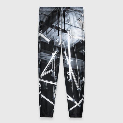 Женские брюки 3D с принтом Абстрактное множество фонарей во тьме - Белый, вид спереди #2
