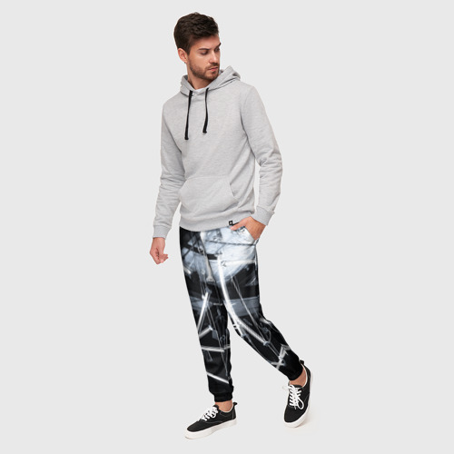 Мужские брюки 3D с принтом Абстрактное множество фонарей во тьме - Белый, фото на моделе #1