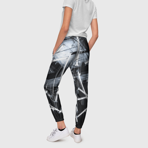 Женские брюки 3D с принтом Абстрактное множество фонарей во тьме - Белый, вид сзади #2