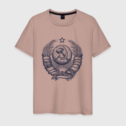 Мужская футболка хлопок Серп и молот СССР синего цвета