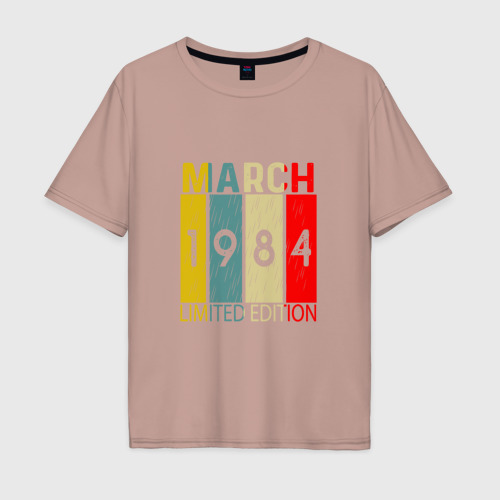 Мужская футболка хлопок Oversize с принтом 1984 - Март, вид спереди #2