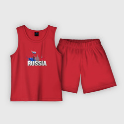Детская пижама с шортами хлопок Russia объемный текст