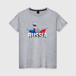 Женская футболка хлопок Russia объемный текст