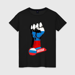 Женская футболка хлопок Сжатый кулак Made in Russia