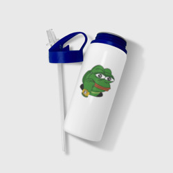 Бутылка для воды с трубочкой Лягушонок Пепе советует думать - фото 2