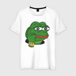 Лягушонок Пепе советует думать – Мужская футболка хлопок с принтом купить со скидкой в -20%