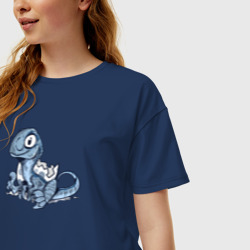 Женская футболка хлопок Oversize Велоцераптор динозавр - фото 2