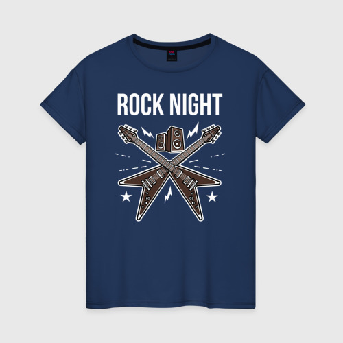Женская футболка хлопок с принтом Рок-Ночь, вид спереди #2