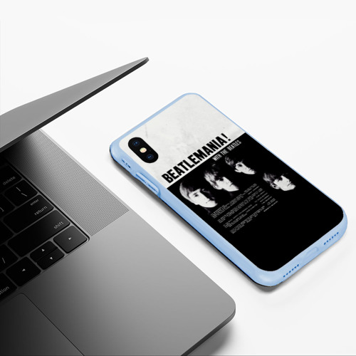 Чехол для iPhone XS Max матовый With The Beatles Битломания, цвет голубой - фото 5