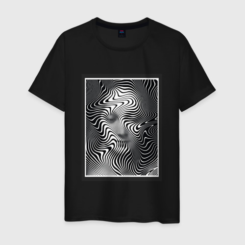 Мужская футболка хлопок с принтом Женский портрет - оптическая иллюзия, вид спереди #2