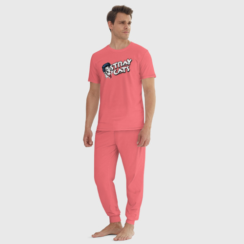 Мужская пижама хлопок с принтом StrayCats, вид сбоку #3