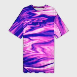 Платье-футболка 3D Розово-фиолетовый мраморный узор
