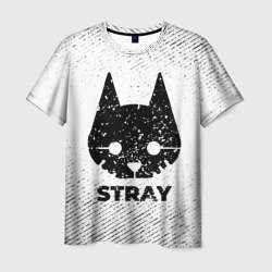 Мужская футболка 3D Stray с потертостями на светлом фоне