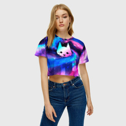 Женская футболка Crop-top 3D Stray Неоновый Космос - фото 2