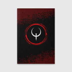 Обложка для паспорта матовая кожа Символ Quake и краска вокруг на темном фоне