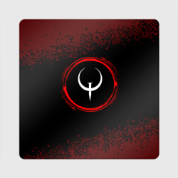 Магнит виниловый Квадрат Символ Quake и краска вокруг на темном фоне