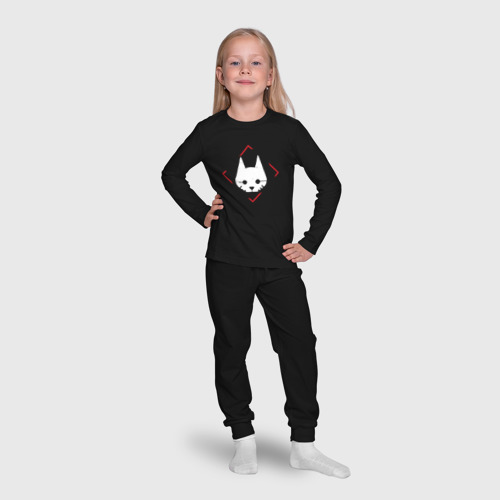 Детская пижама с лонгсливом хлопок Символ Stray в красном ромбе, цвет черный - фото 7
