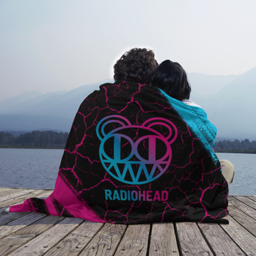 Плед 3D Radiohead - neon gradient, цвет 3D (велсофт) - фото 3