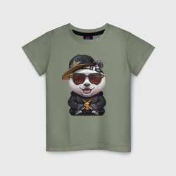 Детская футболка хлопок Крутой панда в тёмных очках