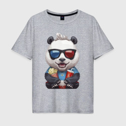 Прикольный панда с попкорном и колой – Мужская футболка хлопок Oversize с принтом купить со скидкой в -16%
