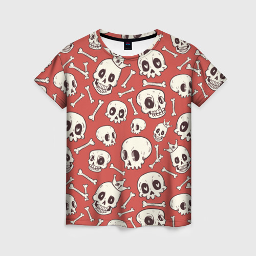 Женская футболка 3D Черепа на красном фоне, цвет 3D печать