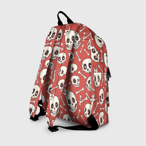 Рюкзак 3D с принтом Черепа на красном фоне, вид сзади #1