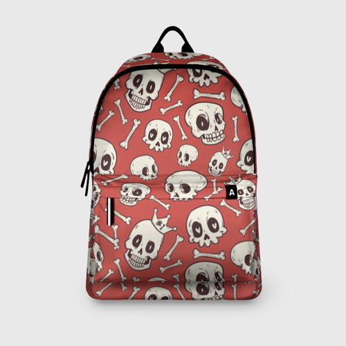 Рюкзак 3D с принтом Черепа на красном фоне, вид сбоку #3
