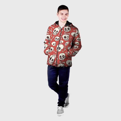 Мужская куртка 3D с принтом Черепа на красном фоне, фото на моделе #1