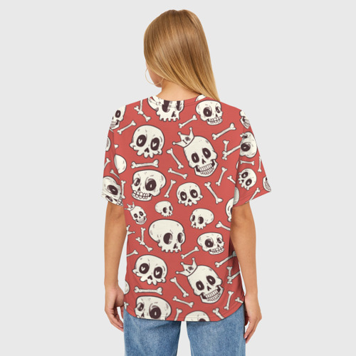 Женская футболка oversize 3D Черепа на красном фоне, цвет 3D печать - фото 4