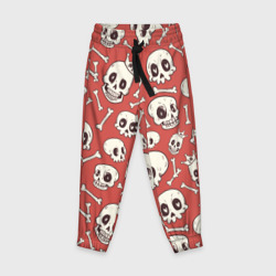 Детские брюки 3D Черепа на красном фоне
