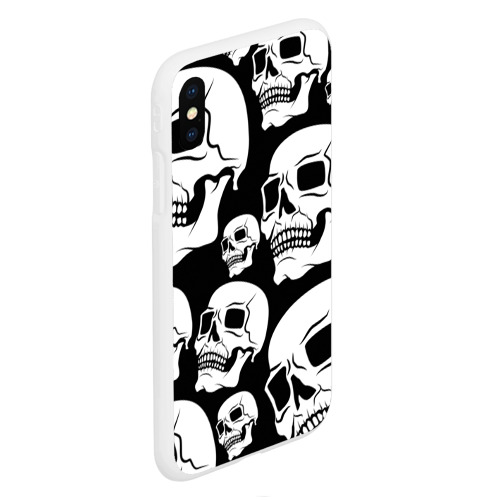 Чехол для iPhone XS Max матовый Хэллоуин - текстура черепов, цвет белый - фото 3