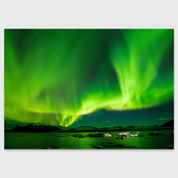 Поздравительная открытка Абстрактное полярное сияние - Зелёный