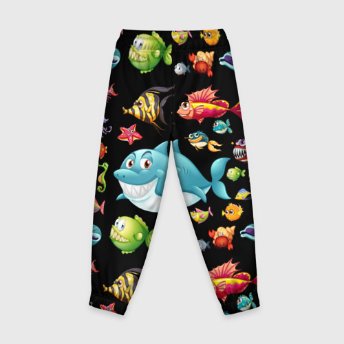 Детские брюки 3D Прикольная акула и другие жители океана, цвет 3D печать - фото 2