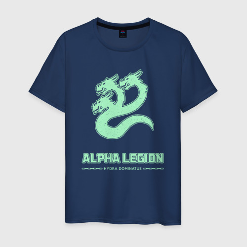Мужская футболка хлопок Альфа легион винтаж лого гидра, цвет темно-синий