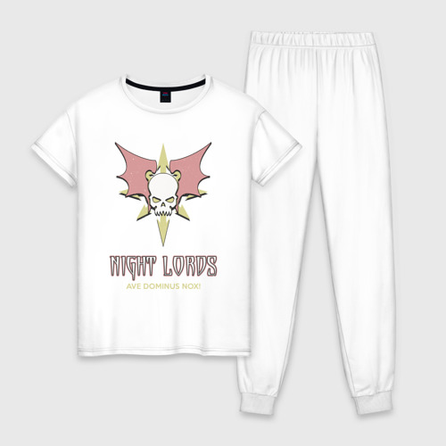 Женская пижама хлопок с принтом Повелители ночи хаос винтаж лого, вид спереди #2