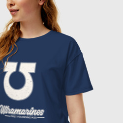 Женская футболка хлопок Oversize Ультрамарины винтаж лого - фото 2