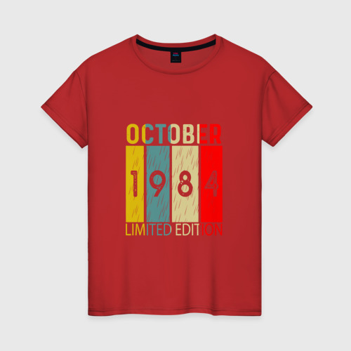 Женская футболка хлопок 1984 - Октябрь, цвет красный