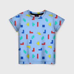 Тетрис на голубом фоне – Детская футболка 3D с принтом купить со скидкой в -33%